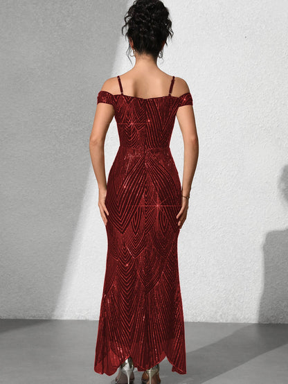 Dionne Sequin Omuzsuz Maxi Elbise