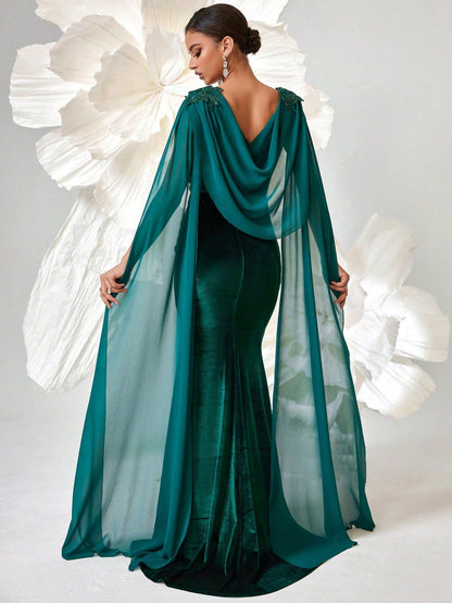 Dulcinea Kadife Denizkızı Maxi Elbise