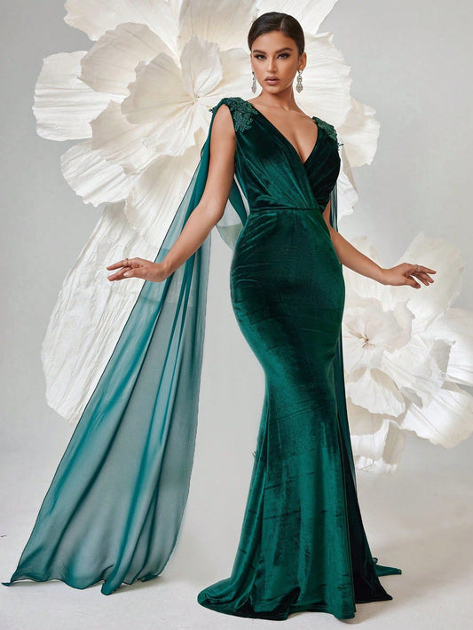 Dulcinea Kadife Denizkızı Maxi Elbise