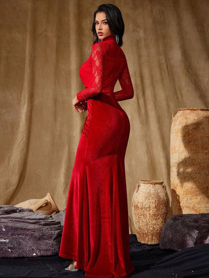 Xylia Kadife Maxi Elbise