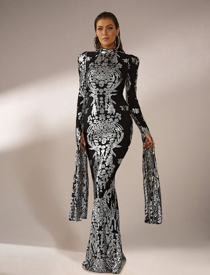 Eris Uzun Kollu Denizkızı Maxi Elbise