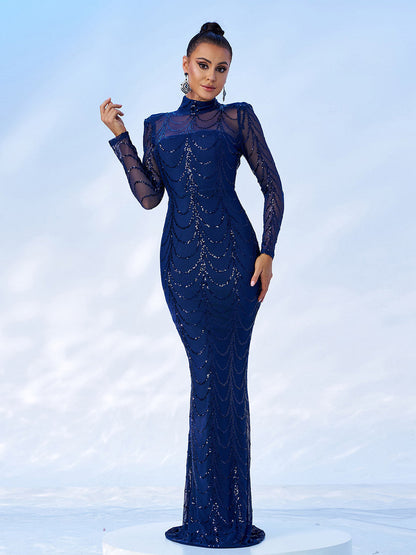 Shira Dalgalı Kokteyl Maxi Elbisesi