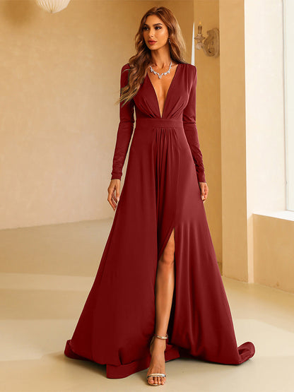 Maret Yırtmaçlı Maxi Elbise