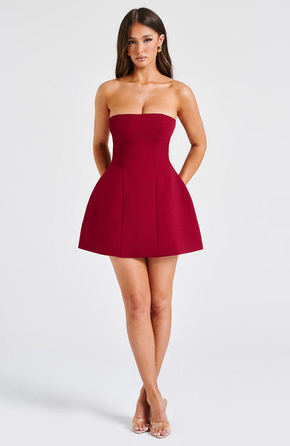 Asha Mini Elbise - Şarap Rengi