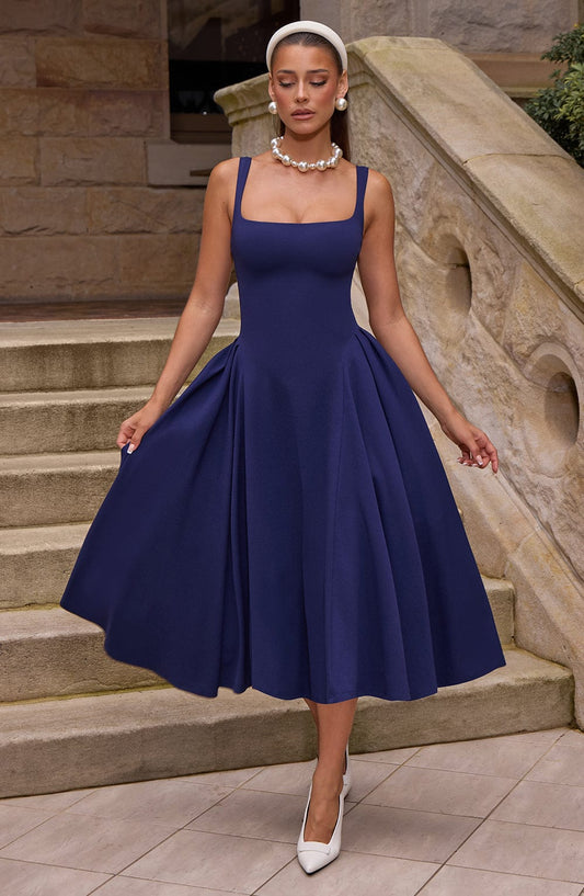Betty Midi Elbise - Lacivert