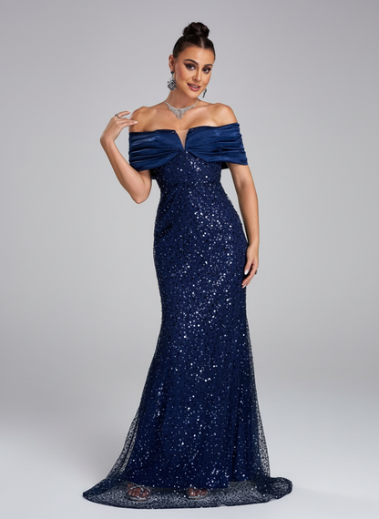 Thalassa Parıltılı Payetli Straplez Maxi Elbise