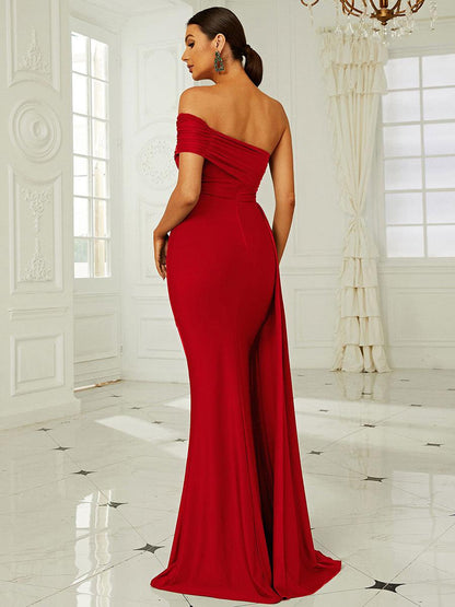 Idony Omuzsuz Drapeli Maxi Elbise