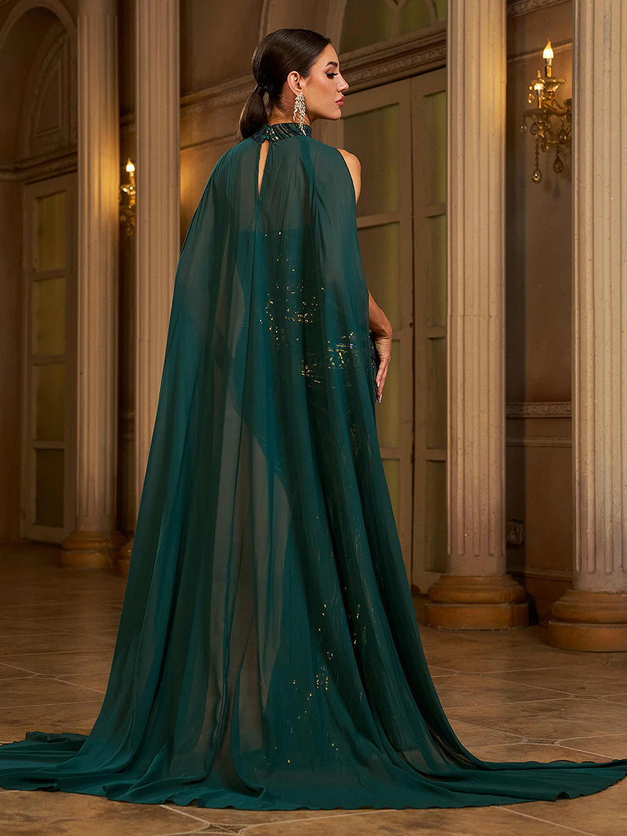 Winifred Cape Tube Top Maxi Elbise