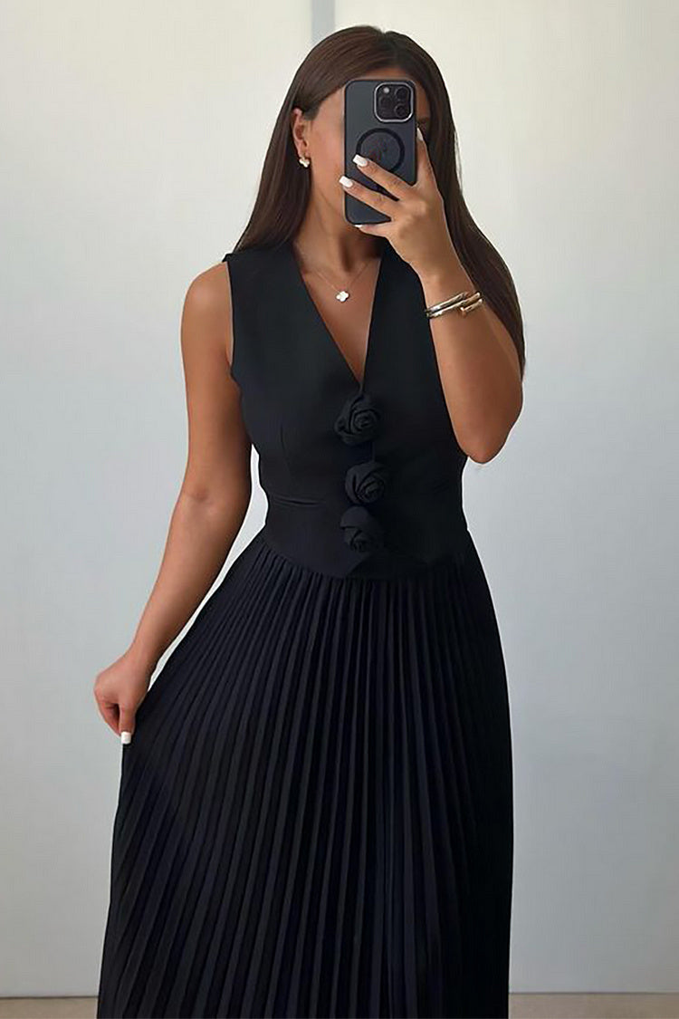 Madeline Rozet Pileli Maxi Etek Takım