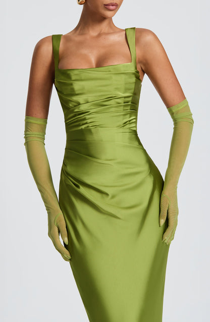 Calanthe Maxi Elbise - Zeytin Yeşili