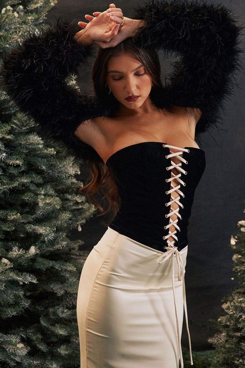 Celeste Bağcıklı Korse Maxi Takımı