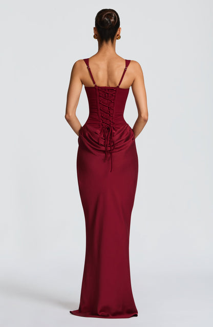 Cornelia Maxi Elbise - Bordo