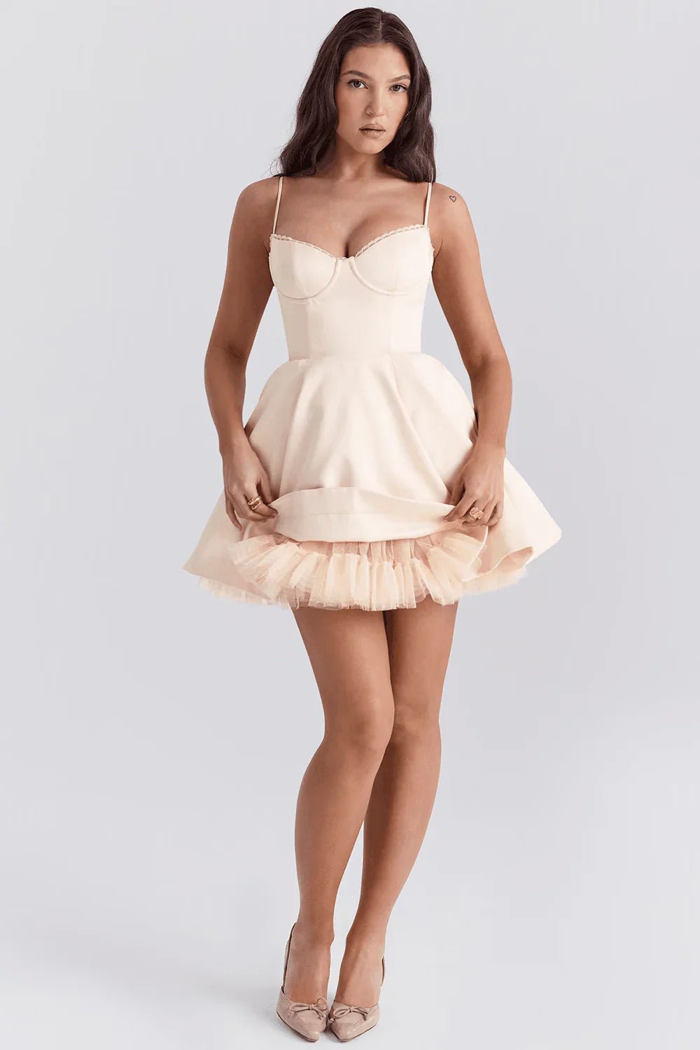 Eleora Mini Elbise - Fildişi