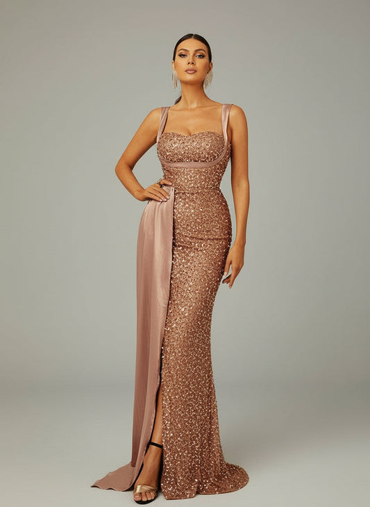 Winslet Şerit Korseli Maxi Elbise