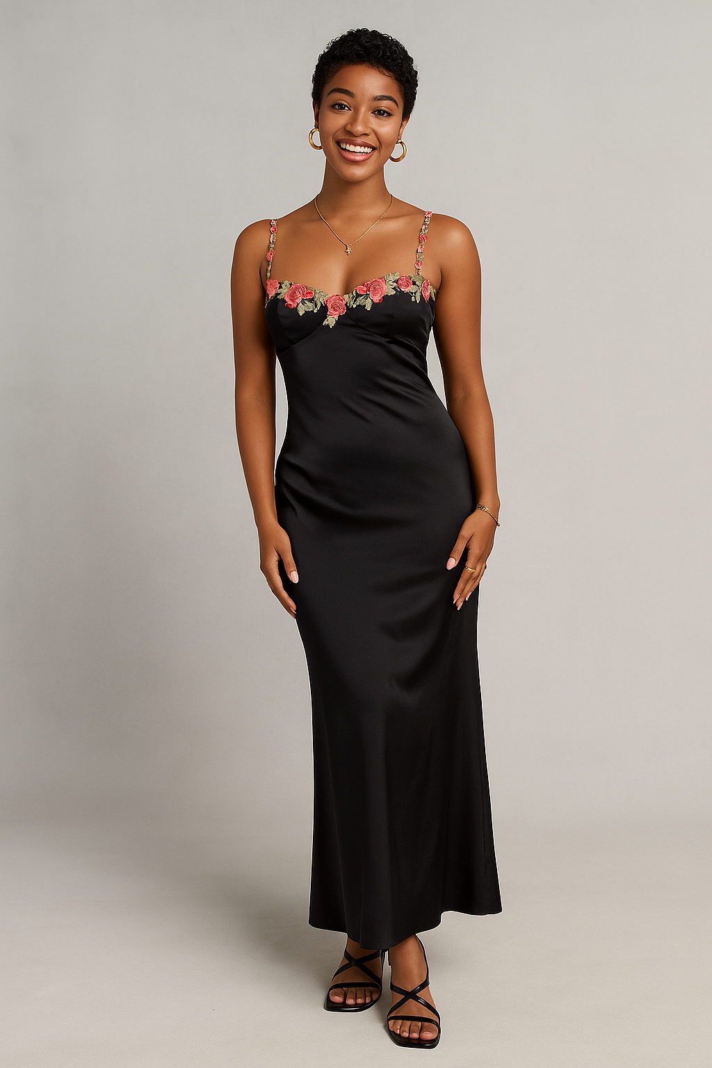 Aurora Maxi Elbise-Pembe