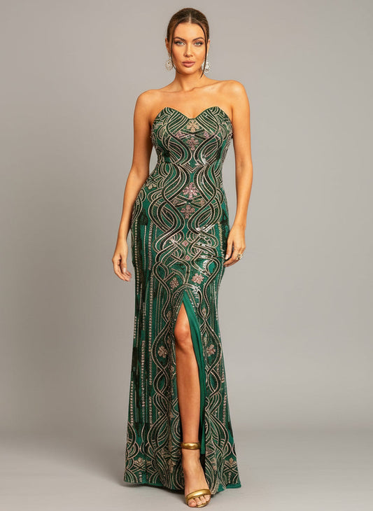 Ulanni Straplez Payetli Maxi Elbise