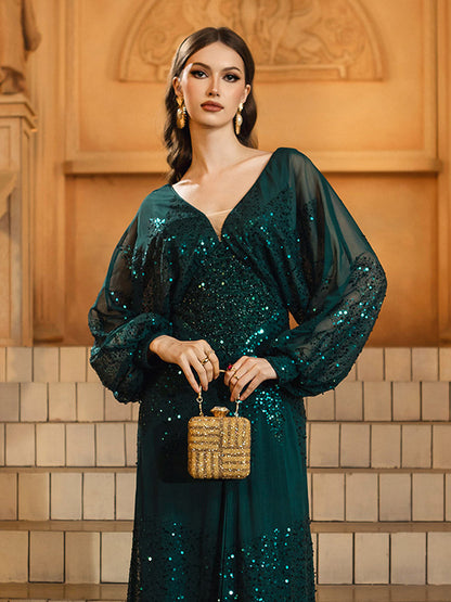 Yasmina Fener Kollu Yırtmaçlı Maxi Elbisesi