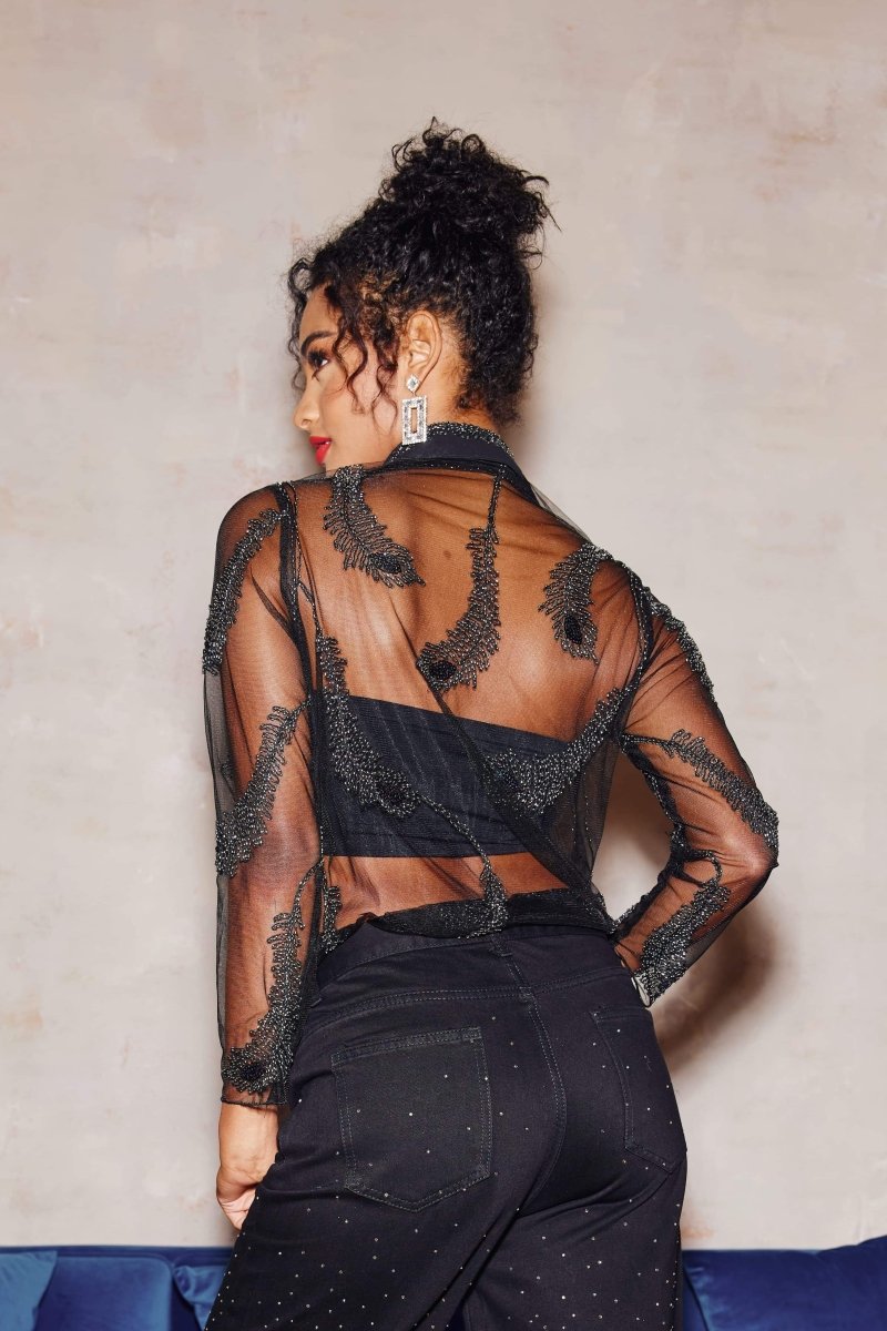 Bluzka z siateczki z koralikami Linnea