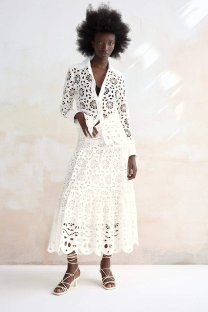 lsie Nakışlı Dantel Maxi Takım