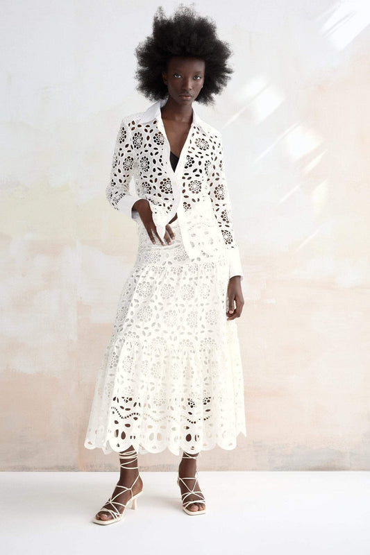 lsie Nakışlı Dantel Maxi Takım