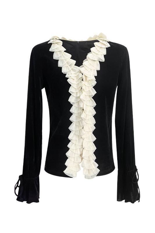 Kardigan z falbanką i dekoltem w serek Esther