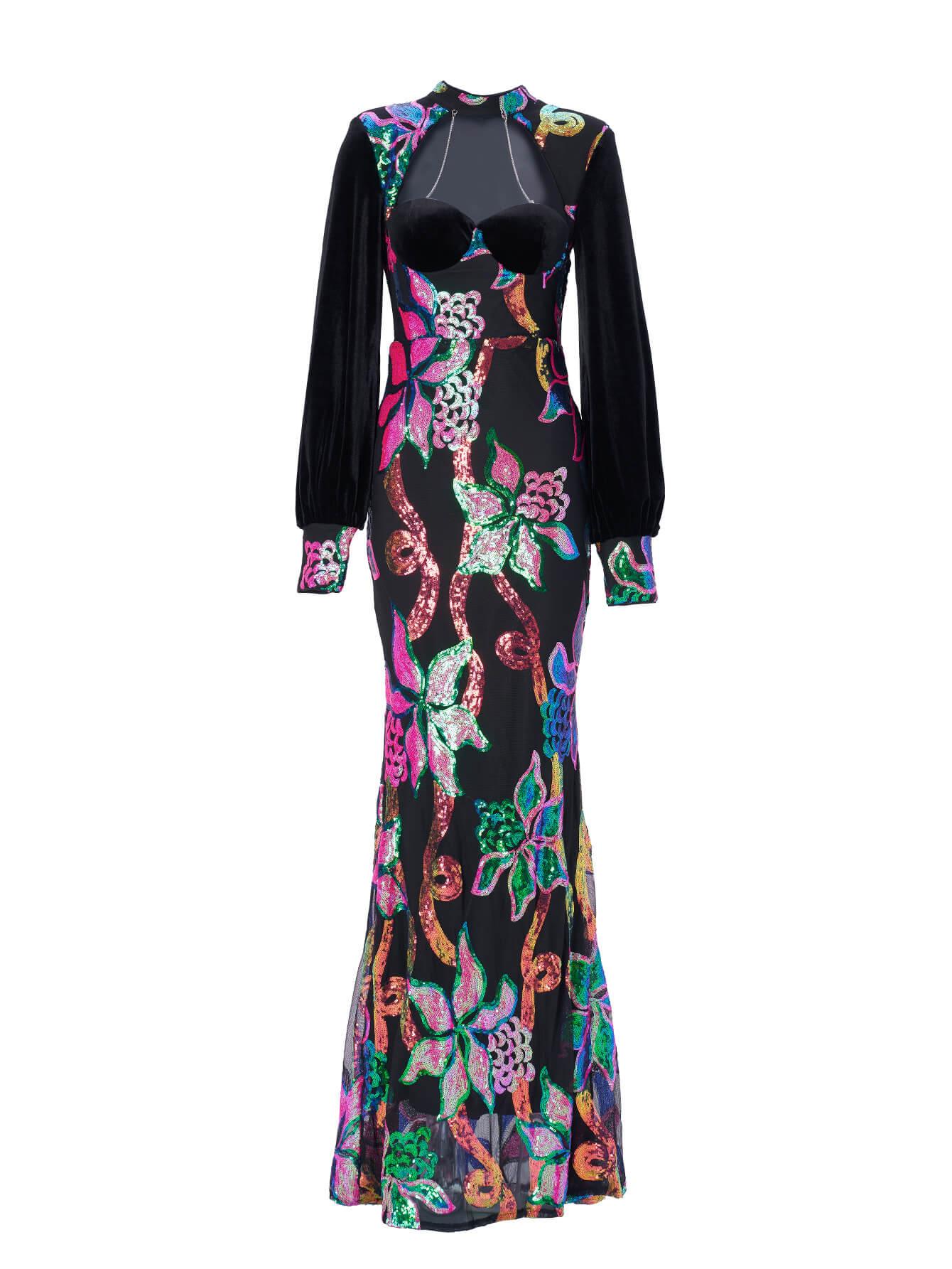 Dilara Kesik Fener Kollu Denizkızı Maxi Elbise