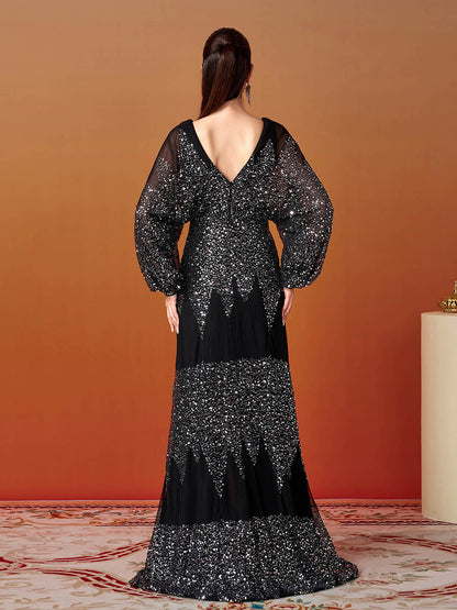 Yasmina Fener Kollu Yırtmaçlı Maxi Elbisesi