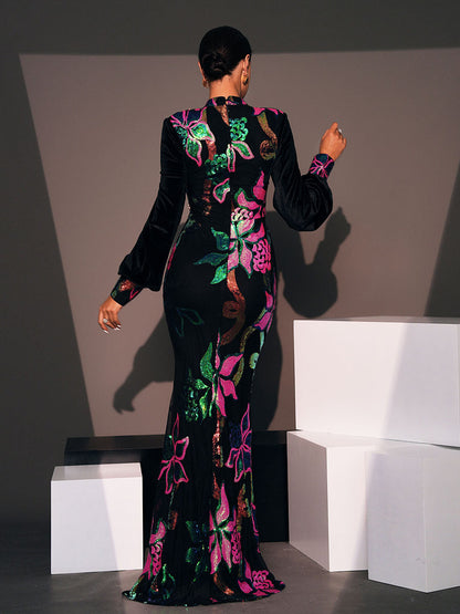 Dilara Kesik Fener Kollu Denizkızı Maxi Elbise