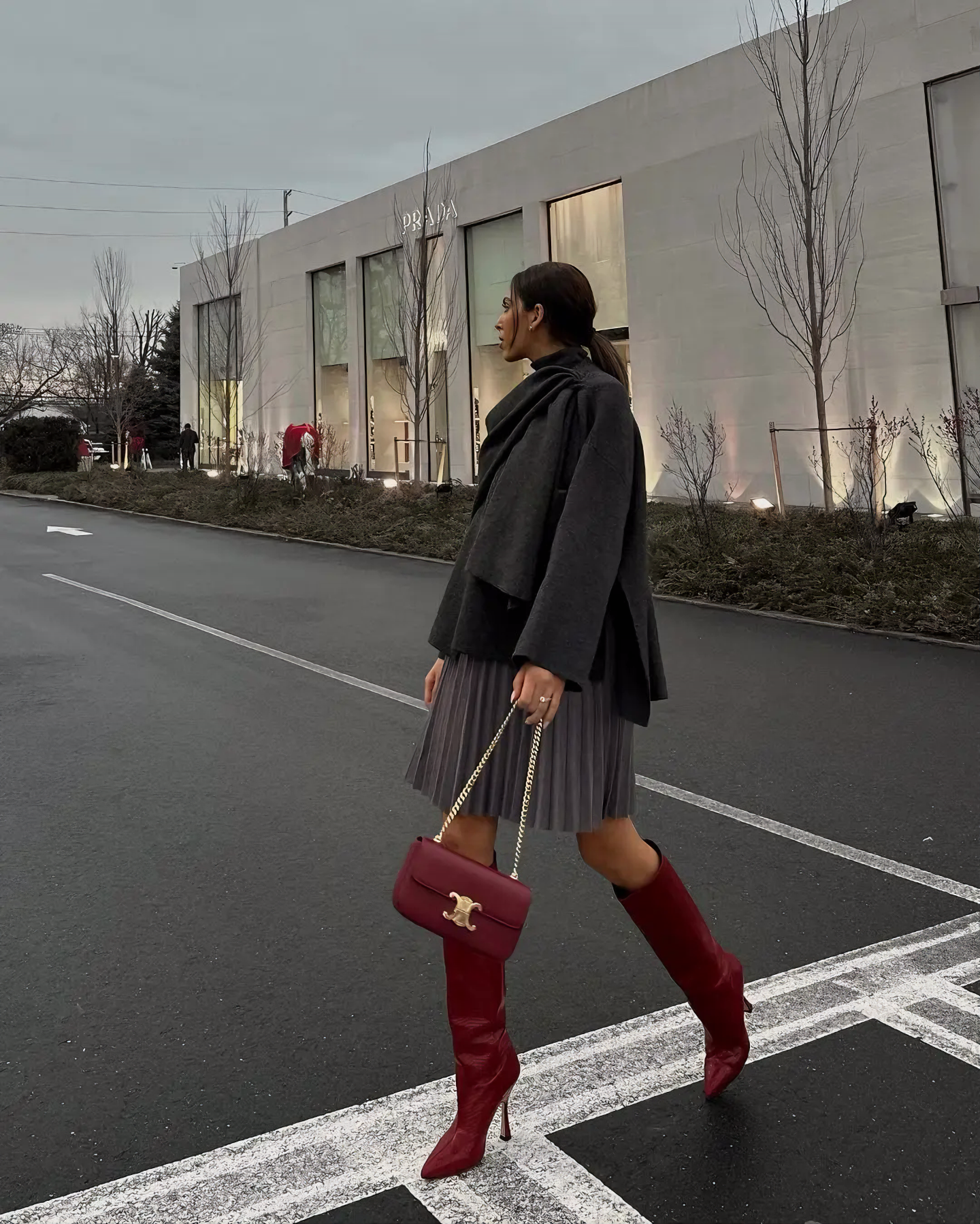 Bordo Şık Şal Yaka Kaban