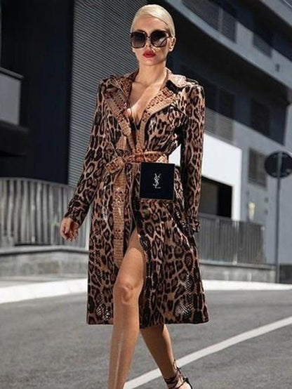 Zarafet Leopar Desenli Trençkot-Mont