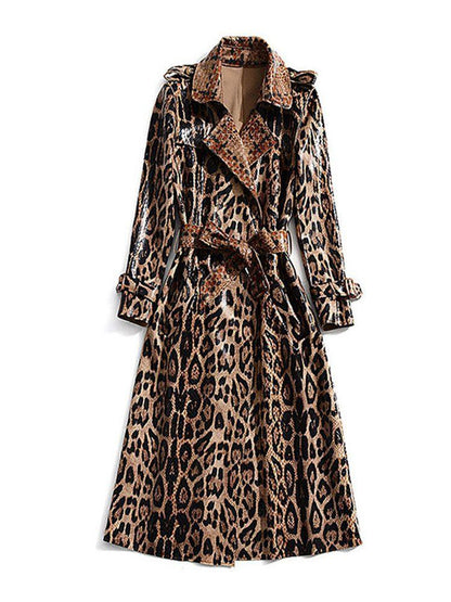 Zarafet Leopar Desenli Trençkot-Mont