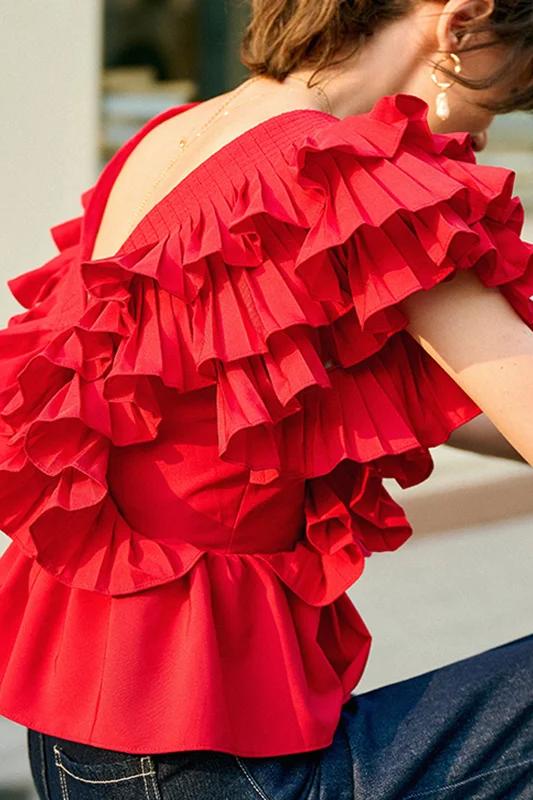 Bluzka Seraphina z falbaną i dekoltem w serek