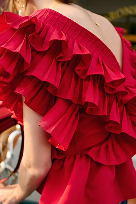 Bluzka Seraphina z falbaną i dekoltem w serek