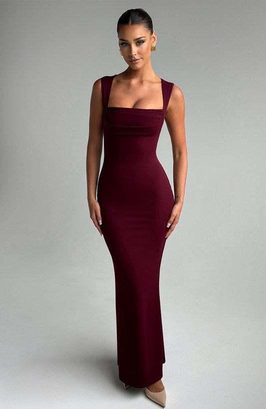 Helena Maxi Elbise - Bordo
