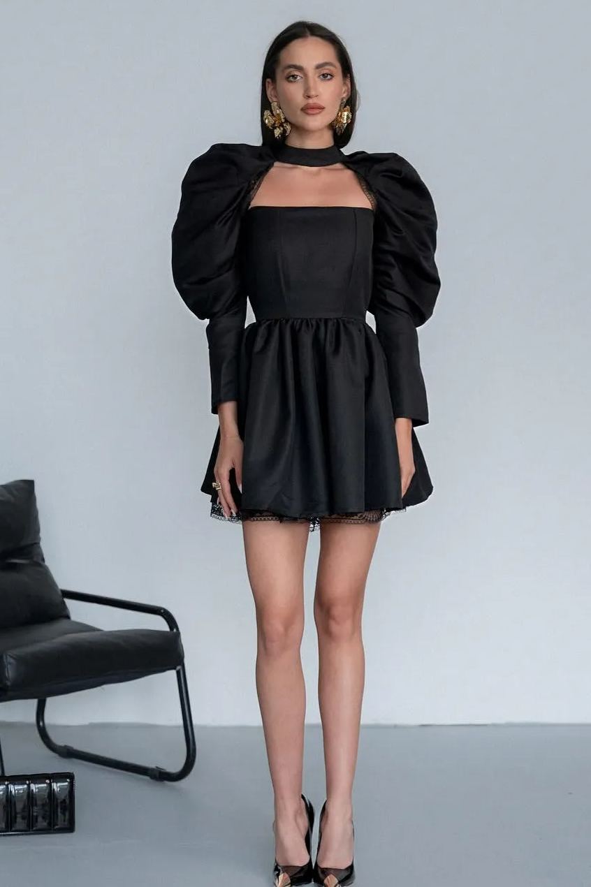 Bertha Puf Kol Mini Elbise Takım