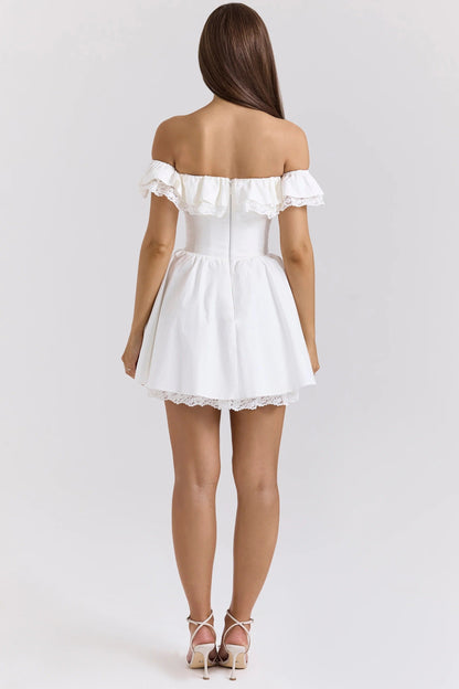 Gittel Fiyonklu Bardot Mini Elbise