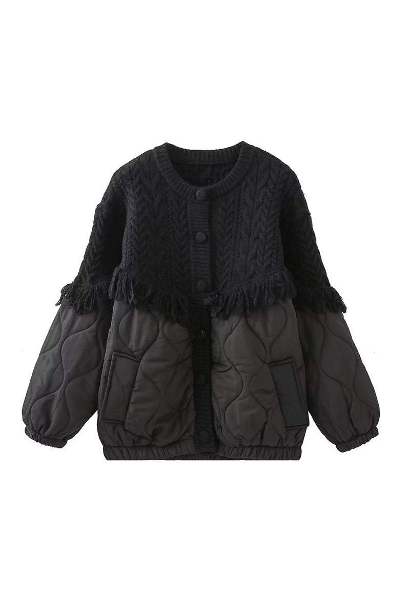 Kurtka dzianinowa z frędzlami Aran 