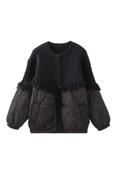 Kurtka dzianinowa z frędzlami Aran 