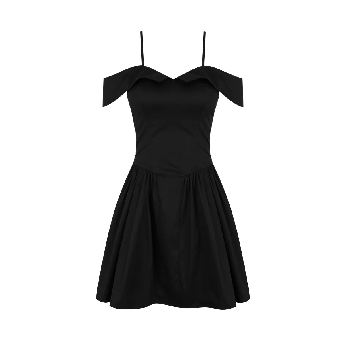 Elida Floral Mini Elbise-Siyah