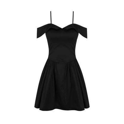 Elida Floral Mini Elbise-Siyah