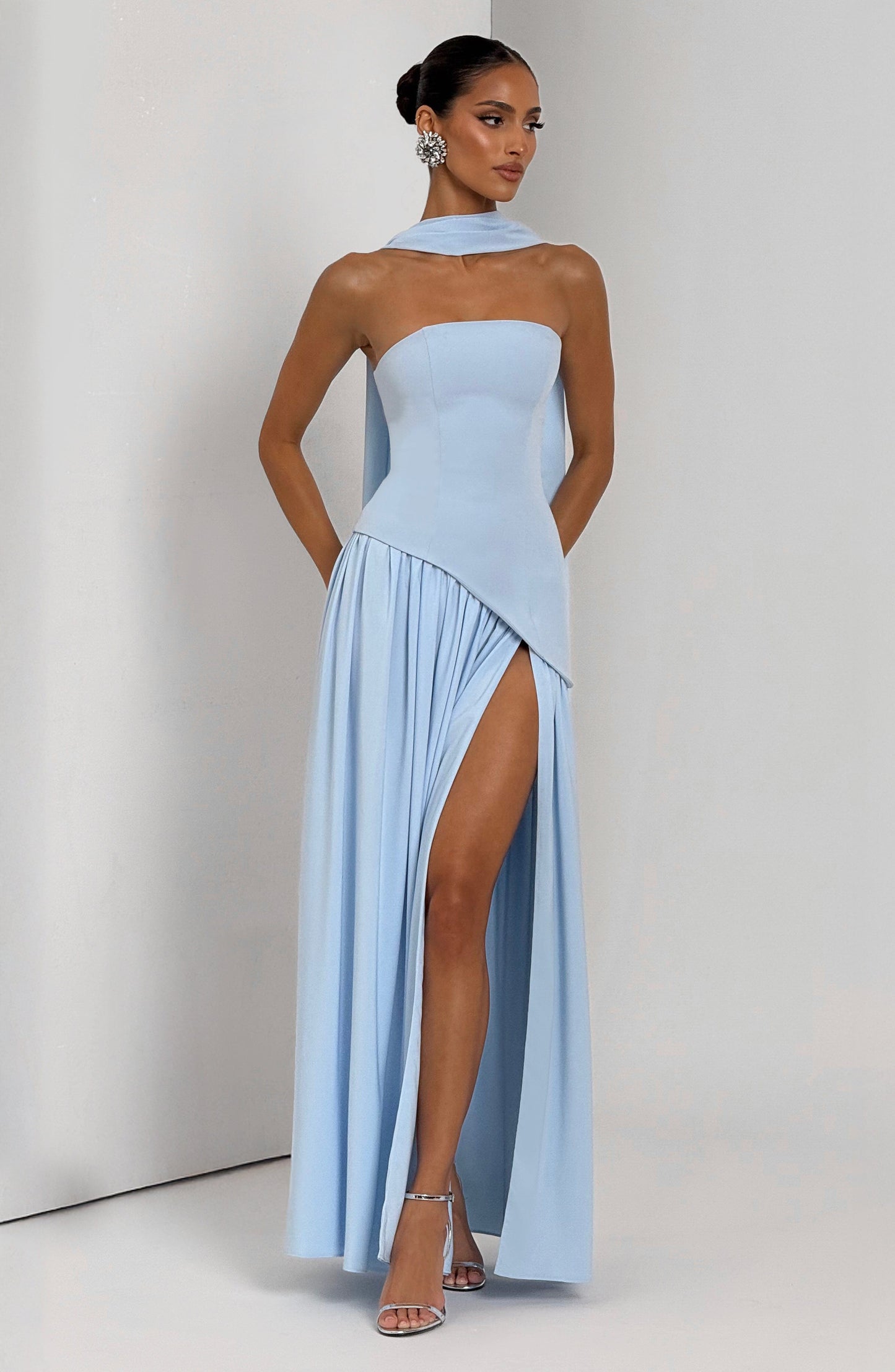 Maliyah Maxi Elbise - Bebek Mavisi