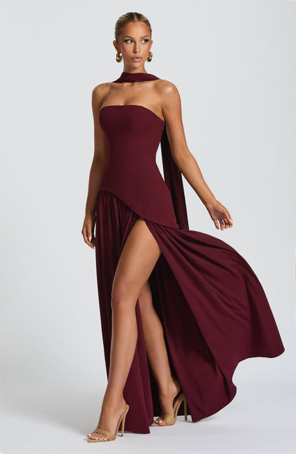 Maliyah Maxi Elbise - Bordo