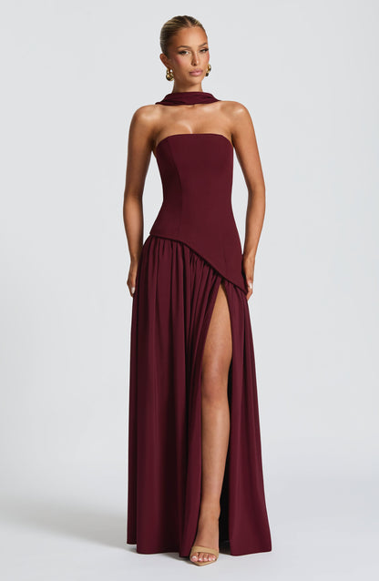 Maliyah Maxi Elbise - Bordo