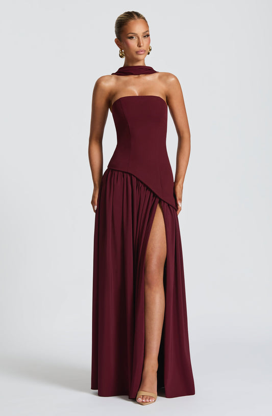 Maliyah Maxi Elbise - Bordo