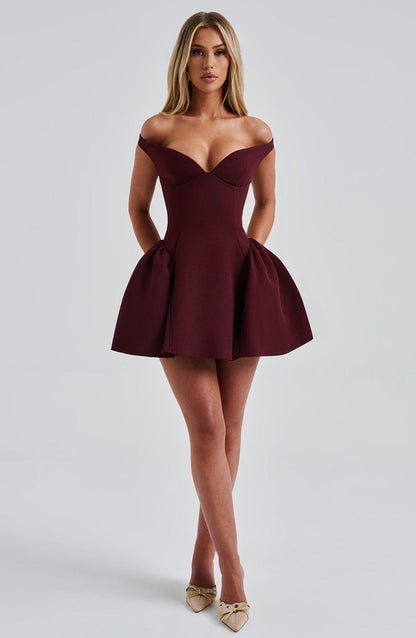 Marla Mini Elbise - Kiraz Rengi