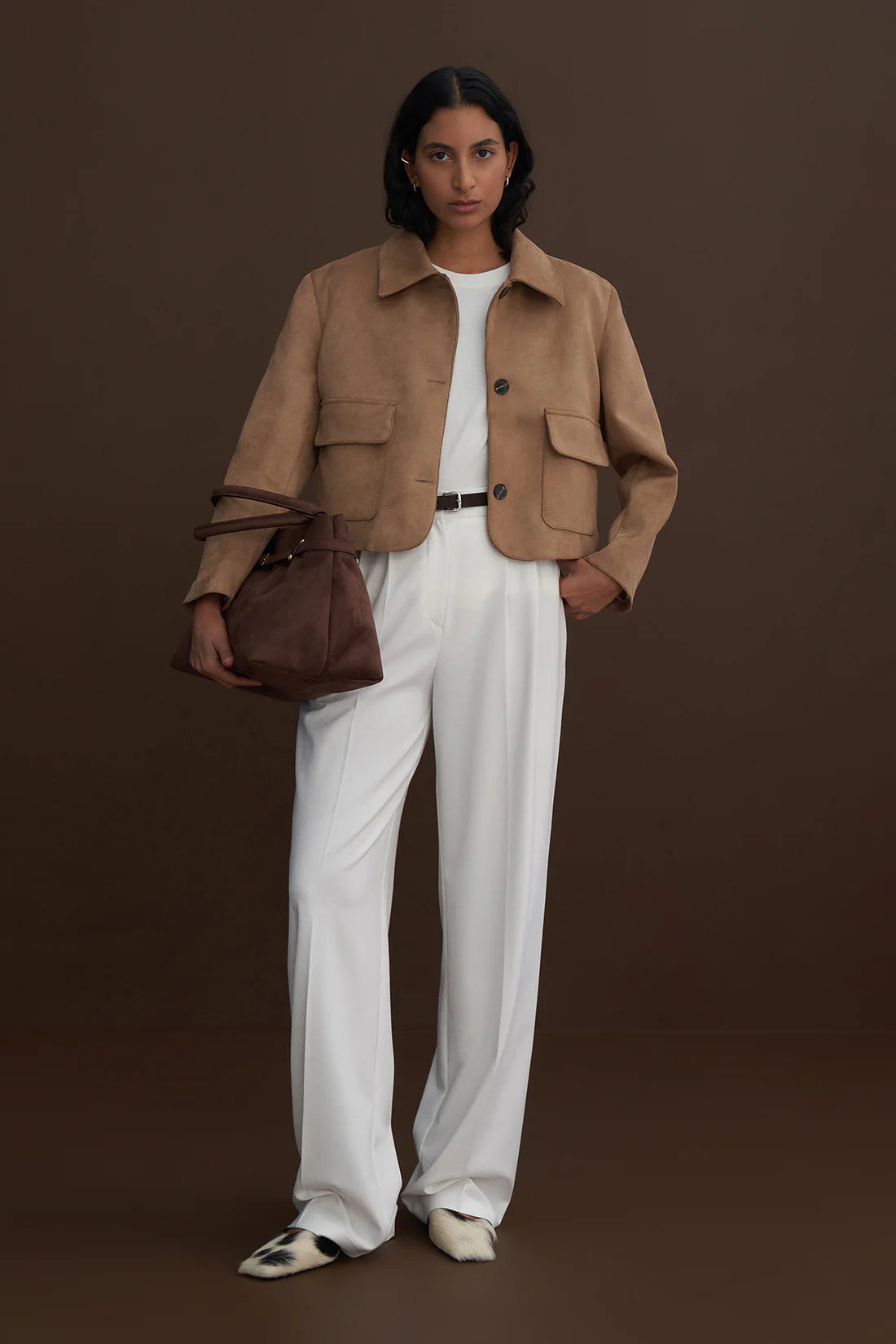 Süet Yumuşak Düğmeli Yaka Ceket