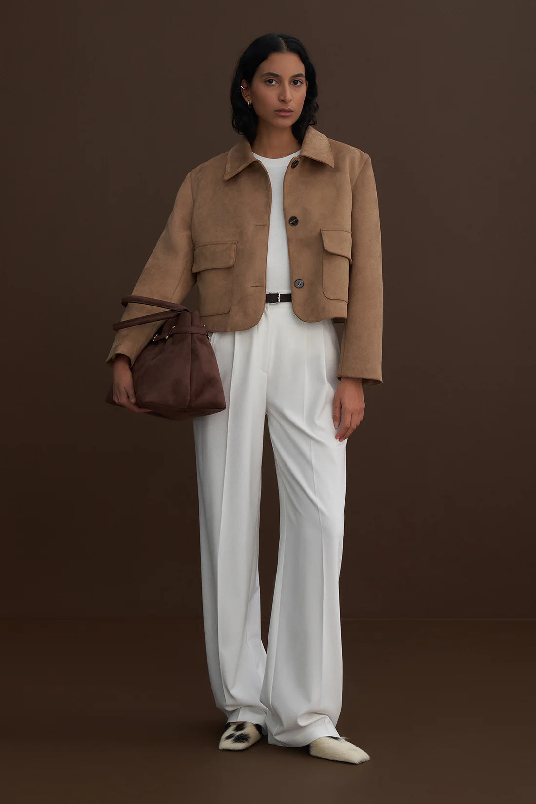 Süet Yumuşak Düğmeli Yaka Ceket