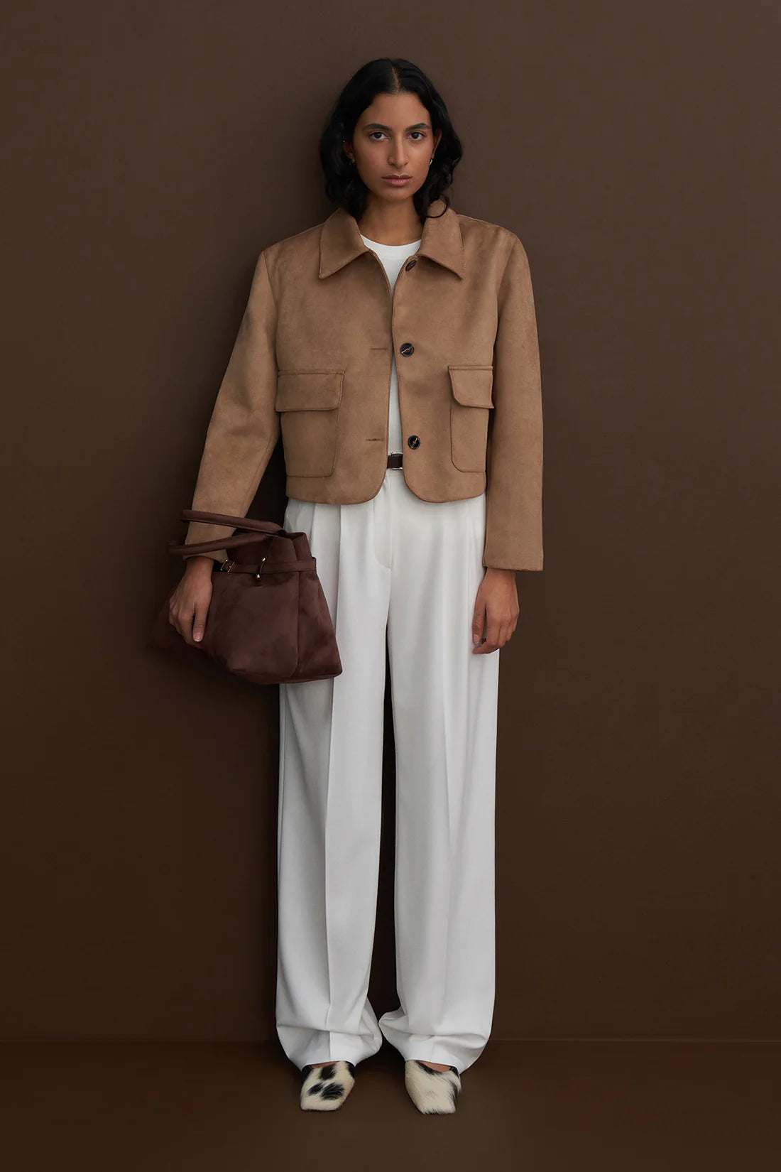 Süet Yumuşak Düğmeli Yaka Ceket