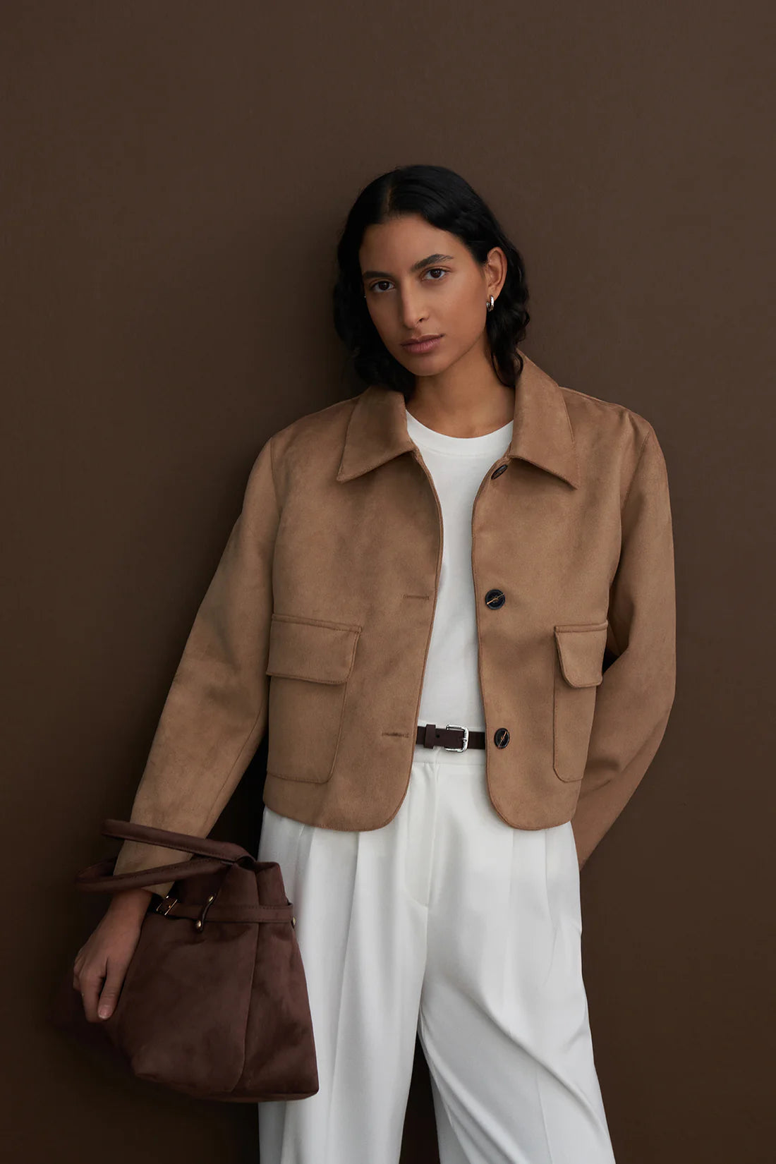 Süet Yumuşak Düğmeli Yaka Ceket