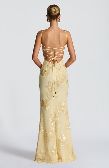 Nefertiti Maxi Elbise - Limon